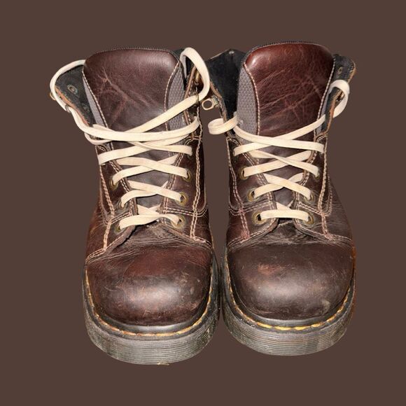 Dr. Martens 8A08 Y2K No Slip Air Wair Brown Leather Work Boots Size 10 - Picture 6 of 10